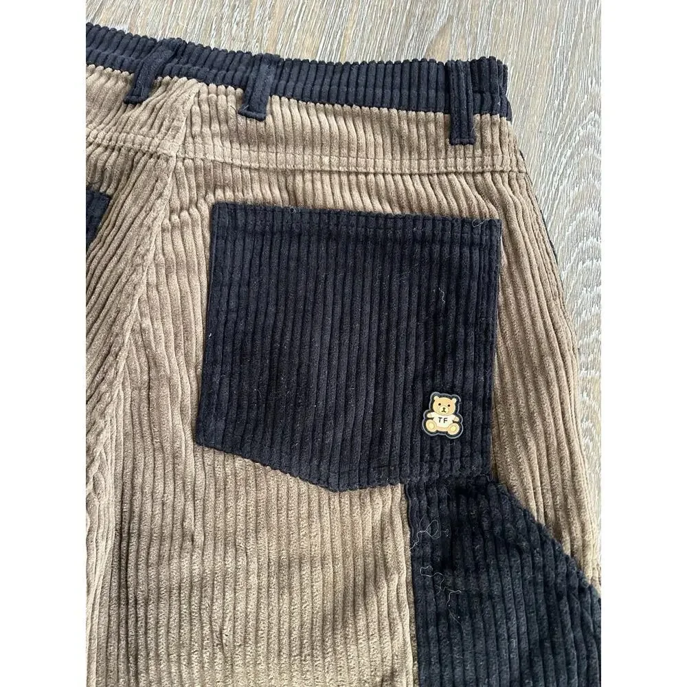 TEDDY‎ FRESH Men’s Corduroy Shorts Black Brown Pockets Sz 28 Perfect Condition